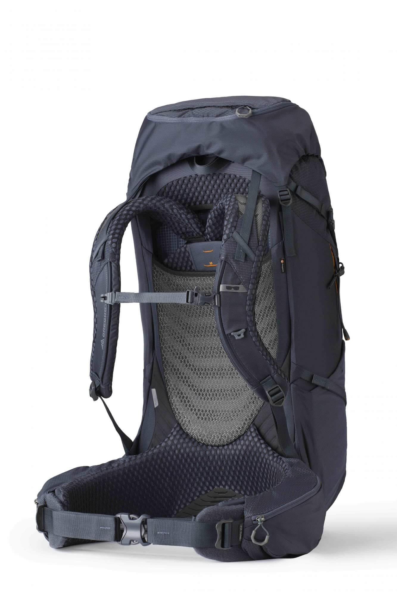 Der Gregory Baltoro Trekkingrucksack in der Farbe Alaskan Blue & Variante 75L in der Rückenansicht
