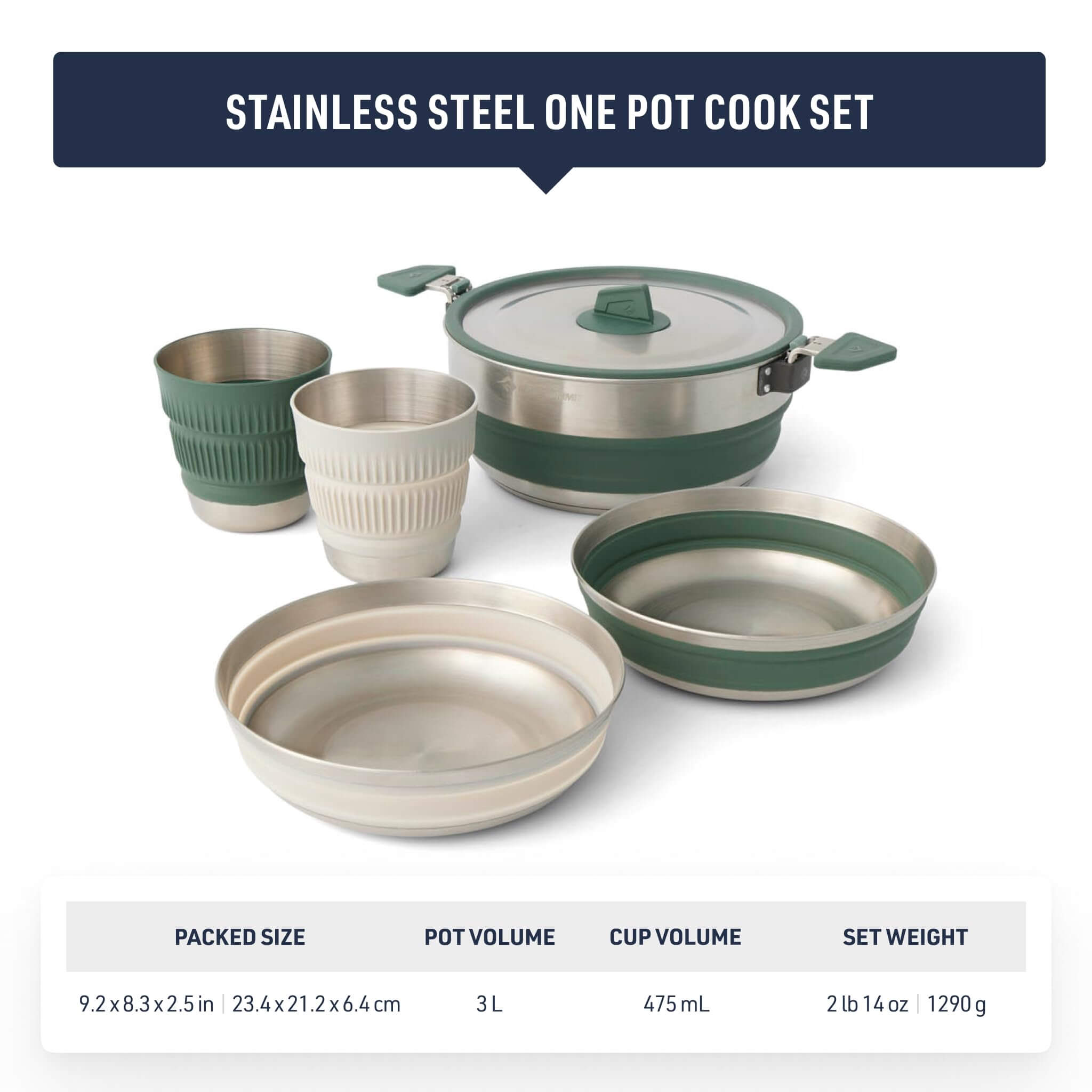 Sea to Summit Detour Stainless Steel One Pot Cook Set 2P 5-teilig