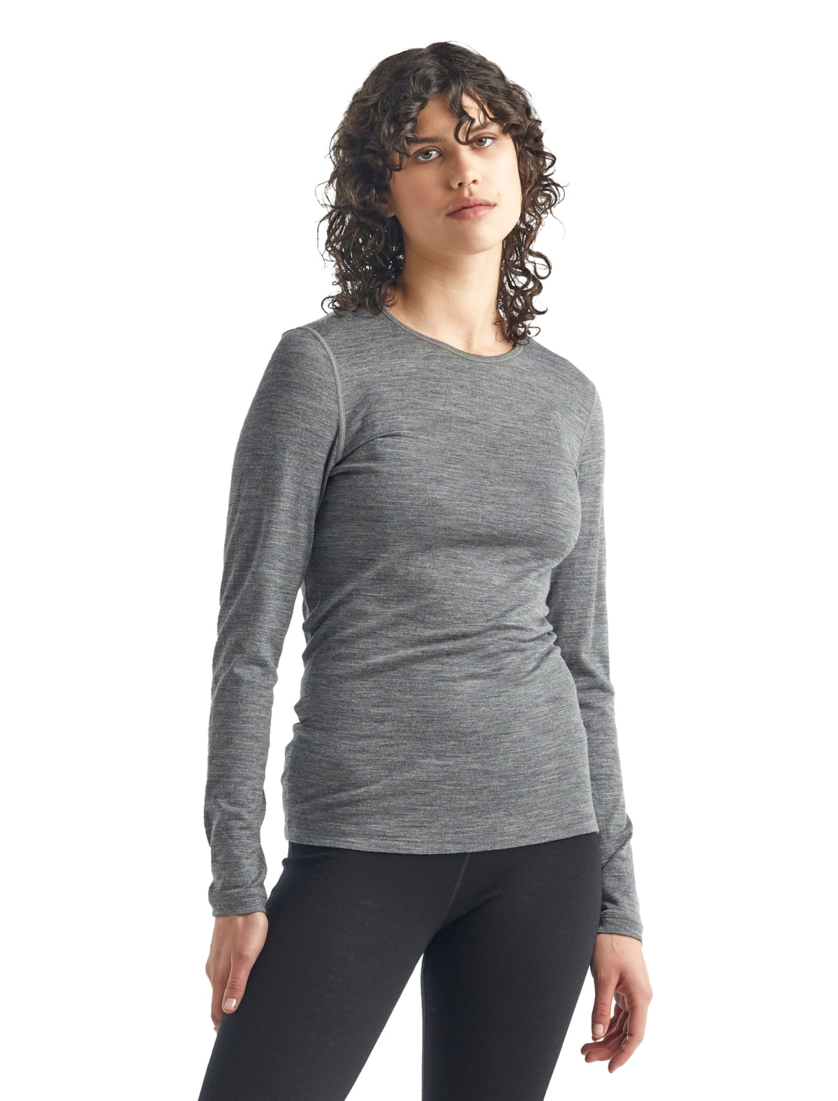 Merino Langarmshirt Damen – Icebreaker – 200 Oasis LS Crewe – Gritstone Heather – Icebreaker