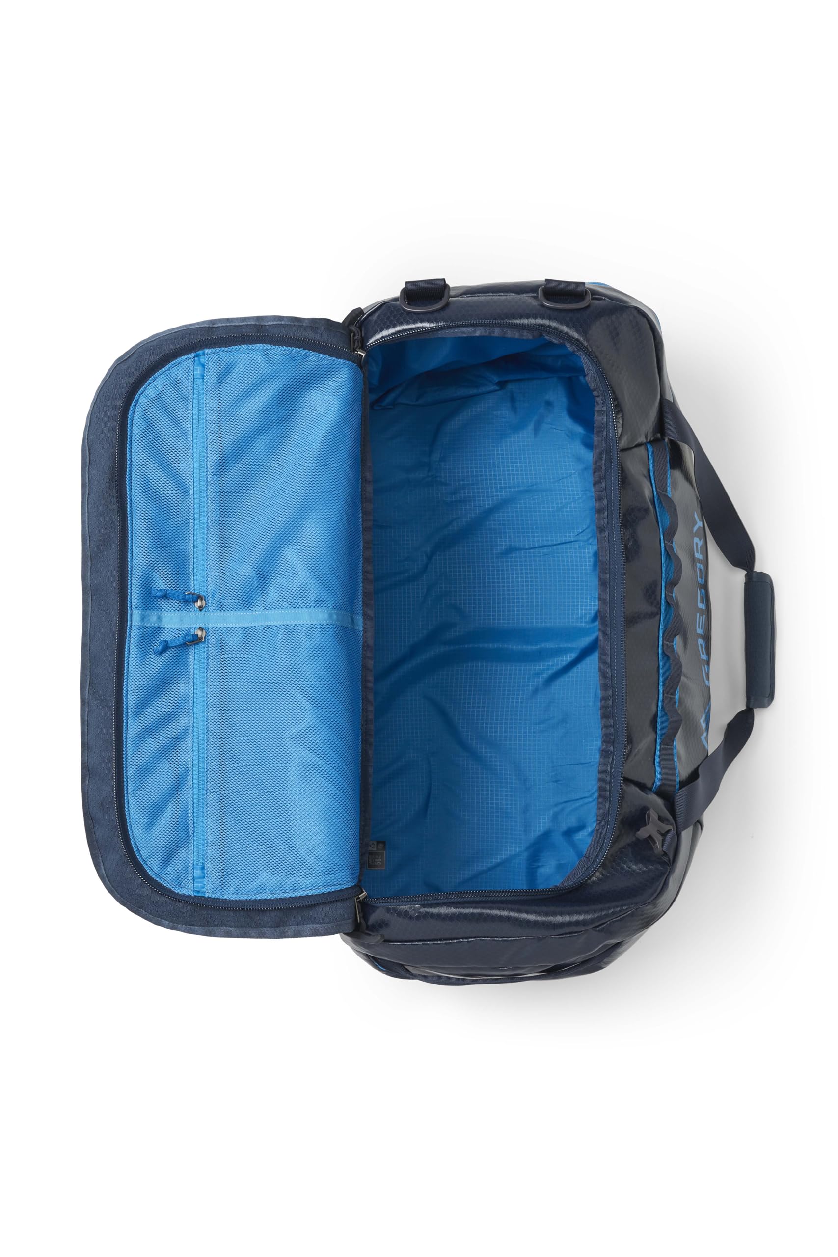 Die Details der Gregory Alpaca Duffel Bag - man sieht die geöffnete Tasche