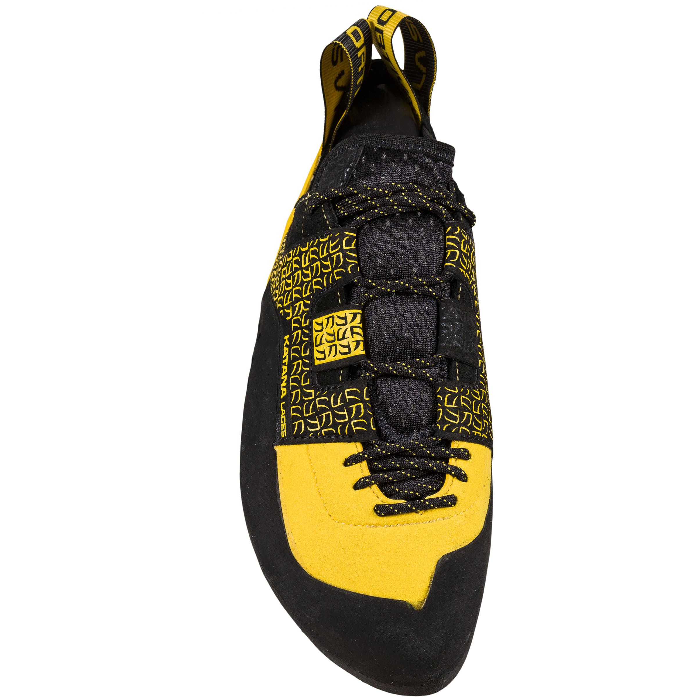 Der Kletterschuh La Sportiva Katana Laces Yellow/Black fotografiert von vorne