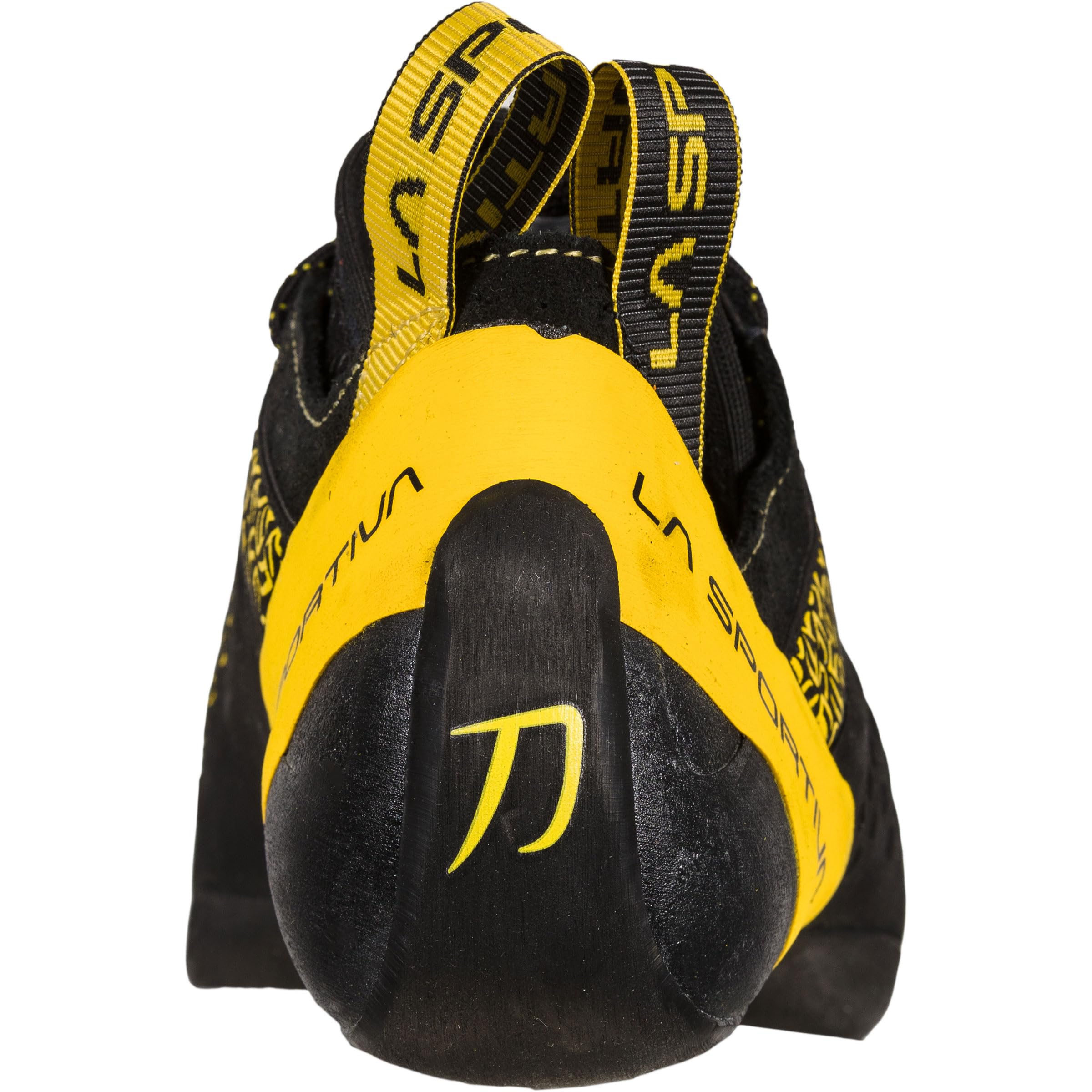 Der Kletterschuh La Sportiva Katana Laces Yellow/Black fotografiert von hinten