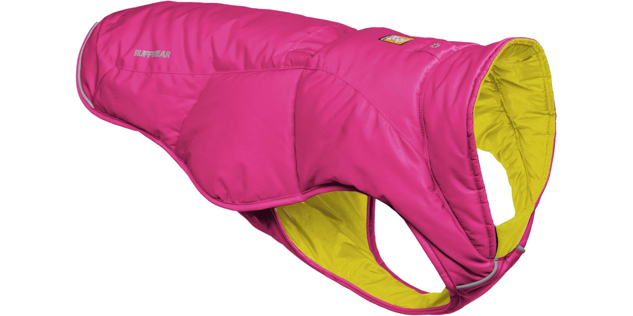 Die Ruffwear Quinzee Hundejacke in der Farbe Fireweed Pink