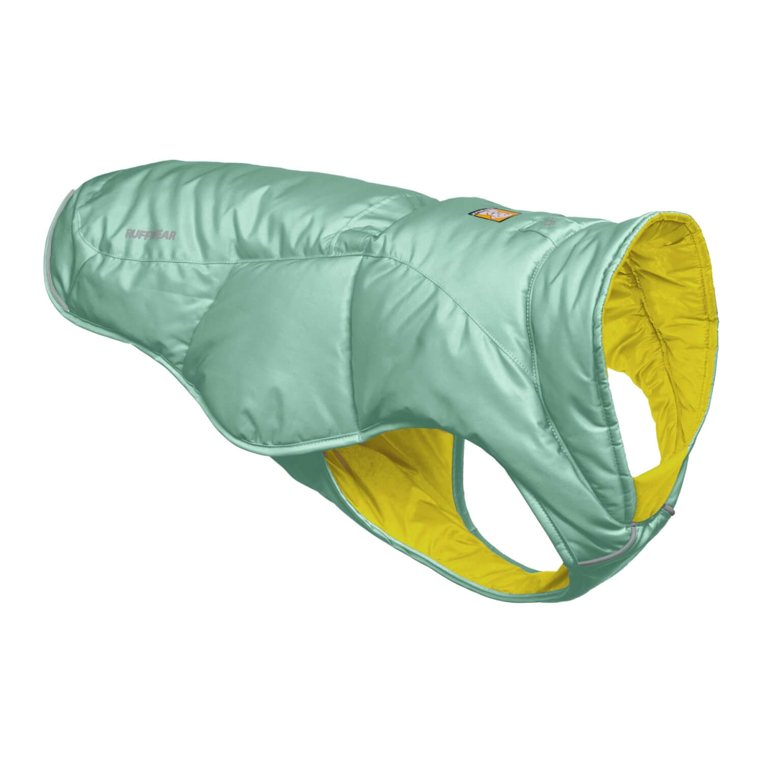 Die Ruffwear Quinzee Hundejacke in der Farbe River Rock Green