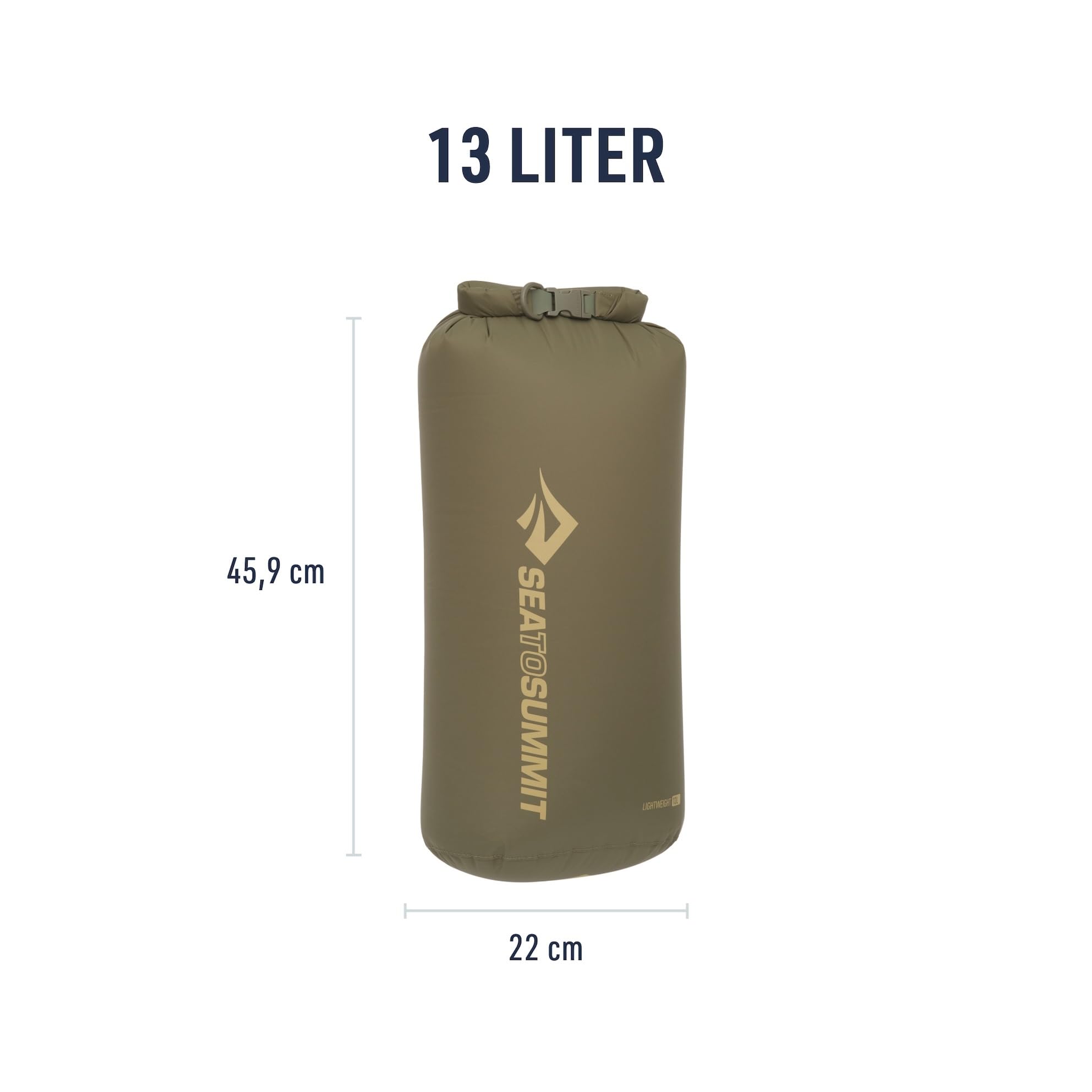 Die Maße der Sea to Summit Lightweight Dry Bag in der 13 Liter Variante