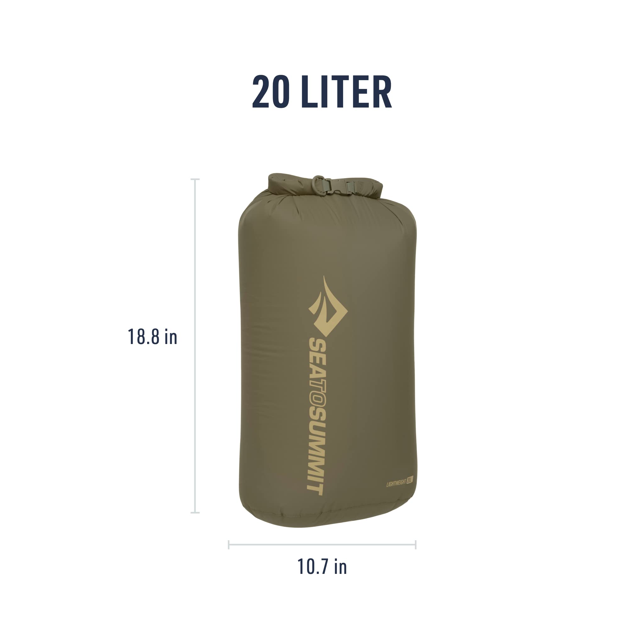 Die Maße der Sea to Summit Lightweight Dry Bag in der 20 Liter Variante